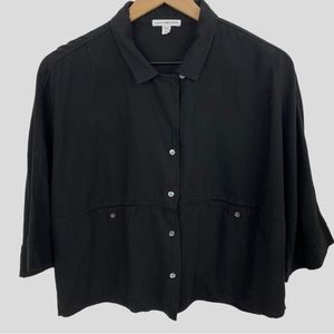 Standard James Perse Black Boxy Cropped Button Front Top